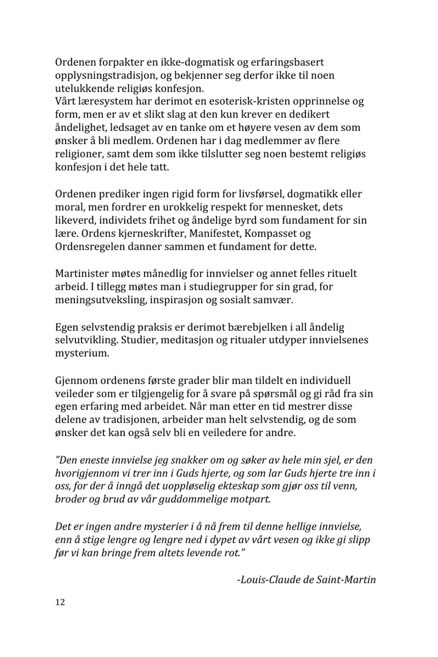 Side 12 — Martinistordenen Ordre Reaux Croix